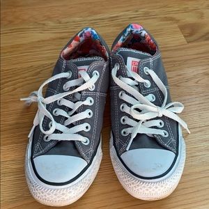 Grey converses with floral insides